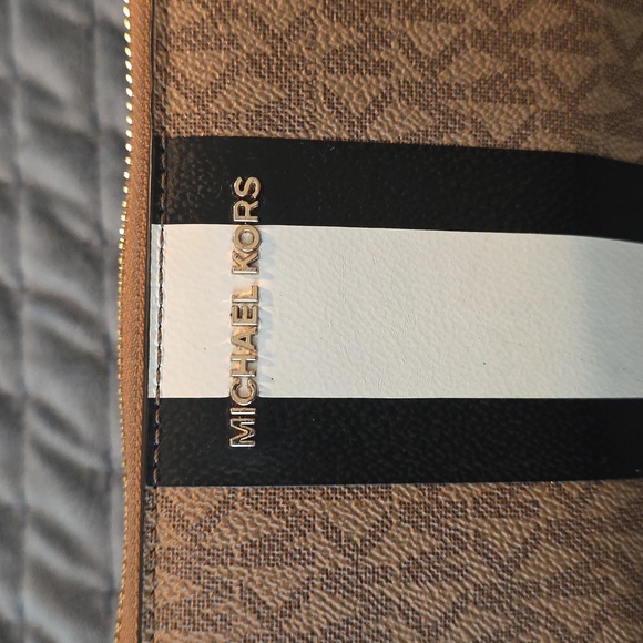 Michael Kors Tan and Black Logo Wristlet - Picture 4 of 7